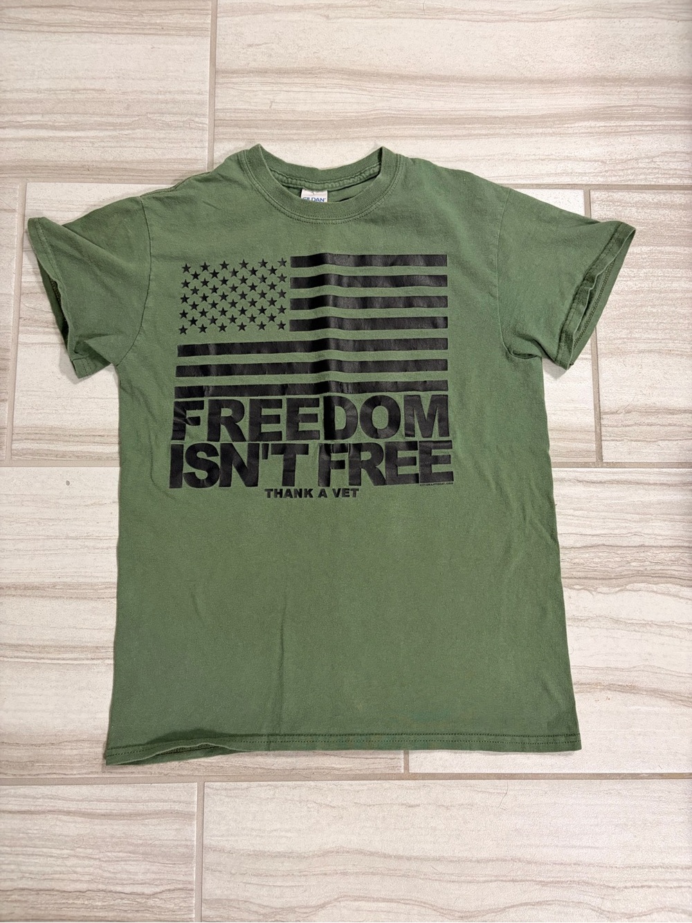 Gildan Olive Green Short Sleeve 'Freedom Isn't Free' Graphic Tee